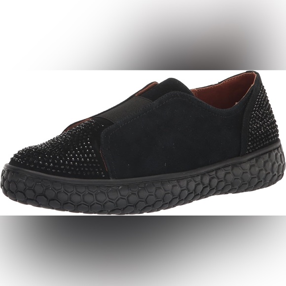 Shoes - L’Amour Des Pieds NEW Zarrial Bedazzled Black Leather Slip On Sneakers- Size 6.5
